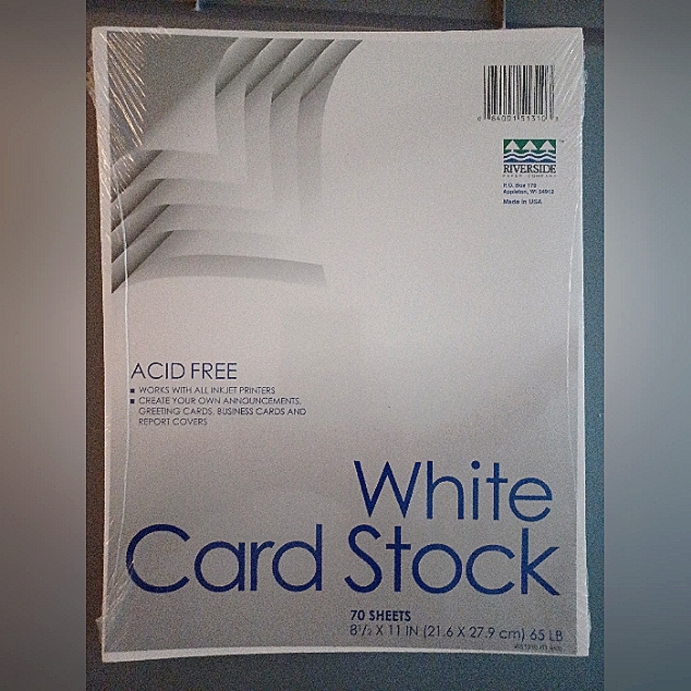 White Card Stock 70 Sheets, 8.5x11" - New